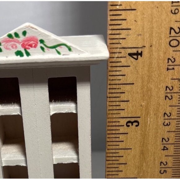 Hand-Painted Miniature Wooden Cabinet & Shelf Set With Floral Design Dollhouse - Picture 8 of 12